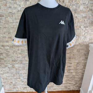 Kappa Authentic 222 Banda Logo Taped Sleeve Graphic Streetwear Shirt Black XXXL